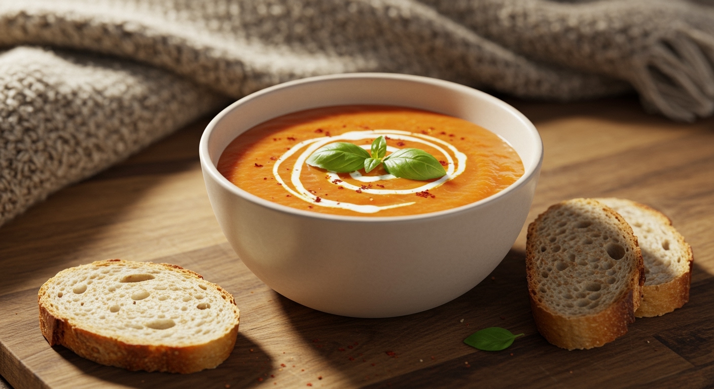 Cozy Roasted Red Pepper Tomato Soup with Smoked Paprika